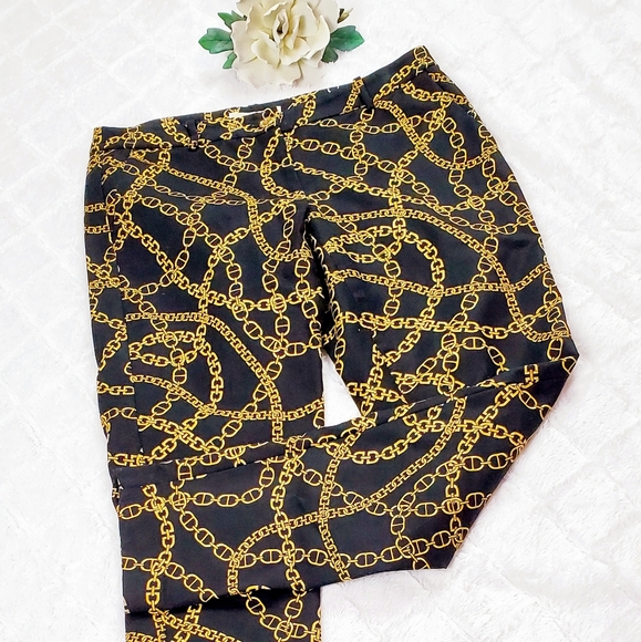 Michael Kors Black & Gold Chain Link Pants - Picture 2 of 4